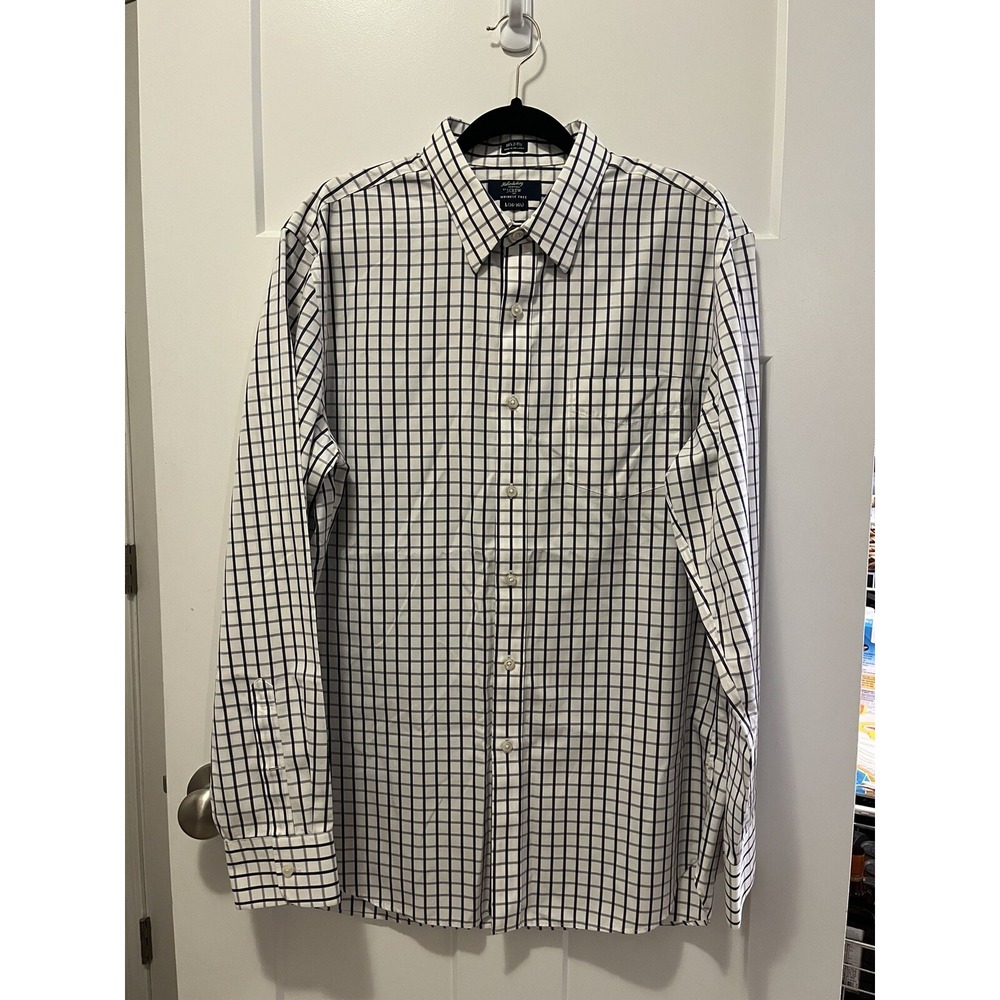 J Crew Mens Haberdashery Button Down Dress Shirt White Purple Checker Large